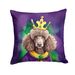 Chocolate Poodle King Of Mardi Gras Throw Pillow Machine Washable, Indoor Outdoor Decorative Pillow For Couch, Bed Or Patio, 14Hx14W_maomaolike.com