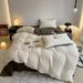 Simple All-cotton Crinkled Fabric Four-piece Pure Cotton Duvet Cover, Three-piece Bed Sheet Set, Fitted Sheet, Light_maomaolike.com