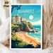 Biarritz France Coastal Painting Poster, Vibrant Retro Travel Style Poster, Scenic Beach With Cliff-top Buildings Design, Ideal For Living Room_maomaolike.com