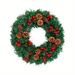 24 Inch 30 LED Prelit Christmas Wreath Artificial Christmas Wreaths For Front Door 160 Branches 5 Pinecones 30 Red Berried Battery Oper_maomaolike.com