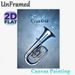Tuba Themed Painting Poster, Shiny Metallic Blue-toned Poster, Elegant Music-inspired Decor Featuring Glossy Tuba On Starry Textured Backdrop, Ideal_maomaolike.com