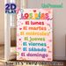Spanish Days Of The Week Painting Poster, Vibrant Colorful Playful Typography Poster, Educational Design To Master Spanish Weekly Days, Ideal For_maomaolike.com
