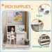3 In 1 Kids Table And Chair Set With Storage, Whiteboard, Blackboard & Roll Paper For 3-8 Years, White_maomaolike.com