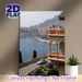 Coastal City & Vintage Car Painting Poster, Serene Scenic Bay & Ornate Architecture Poster, Elegant Coastal Urban Landscape Adds Tranquil Vibe, Ideal_maomaolike.com