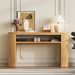 TREXM Rustic Console Table With Fluted Legs - Farmhouse Entryway Sofa Table, Vintage Oval Hallway Accent Table With Ash Veneer Top And Glaze Finish, Open Shelf, 3 Distressed Color Options Natural_maomaolike.com