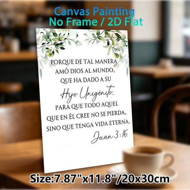 Spanish Juan 3:16 Bible Verse Painting Poster, Soft Watercolor Greenery Accent Poster, Calming Spiritual Decor Suitable For Home, Prayer Room_maomaolike.com