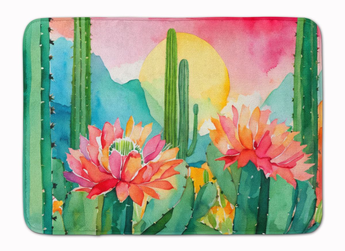 Arizona Saguaro Cactus Blossom In Watercolor Memory Foam Kitchen Mat Machine Washable Anti-Fatigue Mat Cushion Comfort Bath Mat Or Kitchen Rug_maomaolike.com