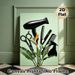 Hairdressing Tools & Bird Of Paradise Themed Painting Poster, Sleek Black Salon Supplies With Tropical Floral Poster, Stylish Artistic Decor Ideal For_maomaolike.com