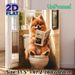 Pomeranian Dog Painting Poster, Warm-toned Whimsical Pet Scene Poster, Funny Lighthearted Design Ideal For Bathroom Wall Decor_maomaolike.com