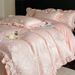 Class A Washable French Romantic Jacquard Lace Four-Piece Set Double-Sided Ice Silk Cool Silky Duvet Cover And Bed Sheet_maomaolike.com