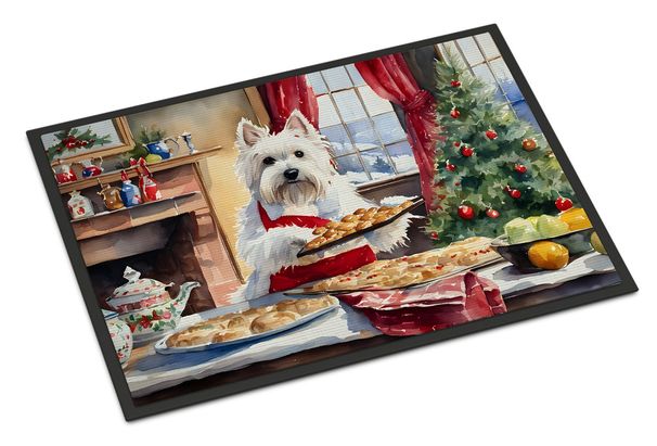 Westie Christmas Cookies Doormat Front Door Mat Indoor Outdoor Rugs For Entryway, Non Slip Washable Low Pile, 24H X 36W_maomaolike.com