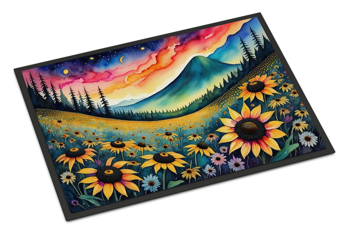 Black-eyed Susans In Color Doormat Front Door Mat Indoor Outdoor Rugs For Entryway, Non Slip Washable Low Pile, 24H X 36W_maomaolike.com