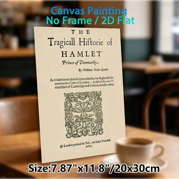 Hamlet Themed Painting Poster, Vintage Shakespeare's Hamlet 1603 Edition Cover Poster, Classic Literary Print With Intricate Decorative Engraving_maomaolike.com