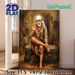 Sai Baba Themed Spiritual Painting Poster, Warm-toned Realistic Traditional Scene Poster, Serene Spiritual Artwork, Ideal For Home Prayer Space And_maomaolike.com