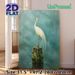 White Egret Painting Poster, Serene Realistic Art Poster, Elegant Egret Perched On Moss-covered Waterside Stump In Misty Aquatic Scene, Brings_maomaolike.com