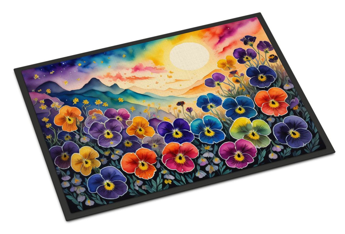 Pansies In Color Doormat Front Door Mat Indoor Outdoor Rugs For Entryway, Non Slip Washable Low Pile, 24H X 36W_maomaolike.com