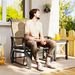 Outdoor Glider Chair Patio Glider Swing Chair With Mesh Seat, Steel Frame For Backyard, Garden, Porch, Light Mixed Brown_maomaolike.com