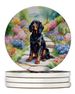 Gordon Setter Spring Path Large Sandstone Coasters Pack Of 4 Absorbent Round Coasters Decor Gifts For Men Or Women, 4 In, Multicolor_maomaolike.com