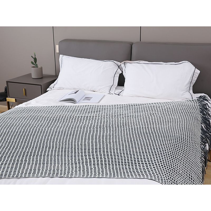 Waffle Tassel Knitted Blanket Modern Simple Bed End Blanket Air Conditioning Blanket Nap Cover Blanket Sofa Blanket_maomaolike.com