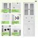 Tall Bathroom Storage Cabinet, Cabinet With Four Doors And Drawers, Adjustable Shelf, MDF Board_maomaolike.com