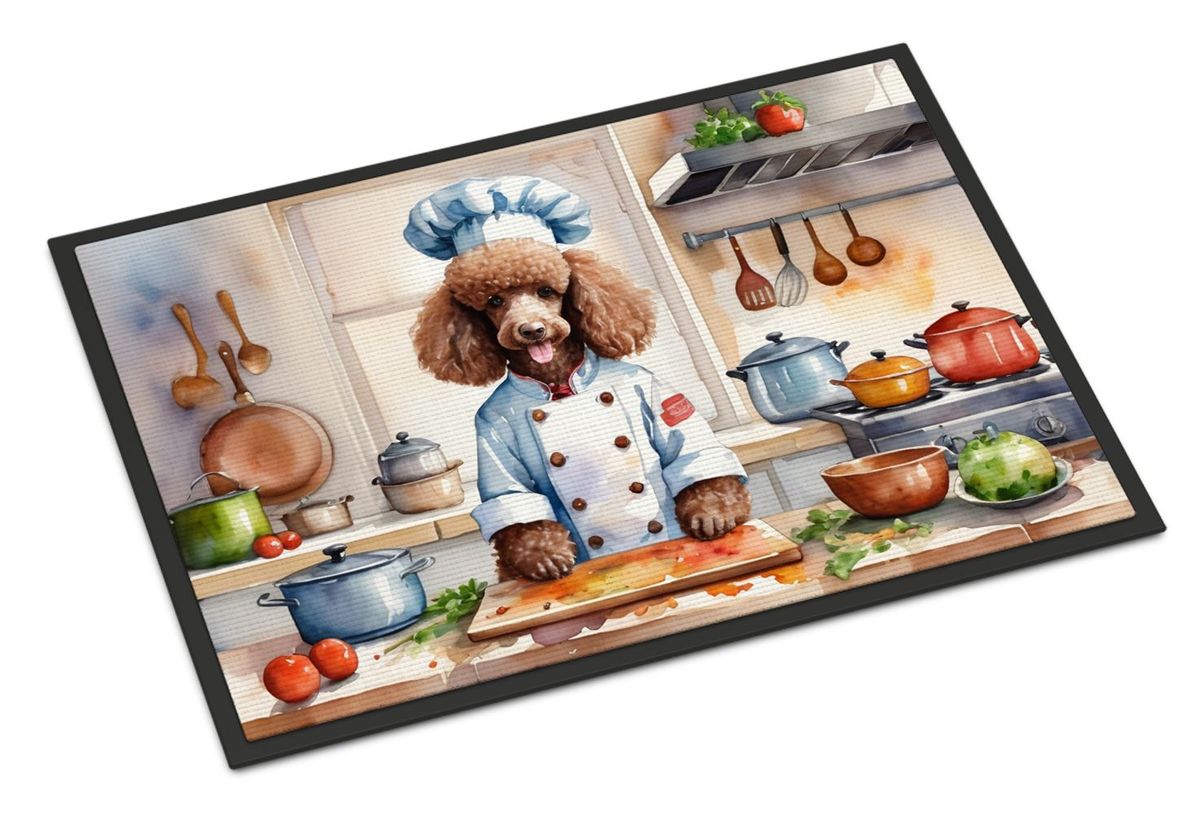 Chocolate Poodle The Chef Doormat Front Door Mat Indoor Outdoor Rugs For Entryway, Non Slip Washable Low Pile, 24H X 36W_maomaolike.com