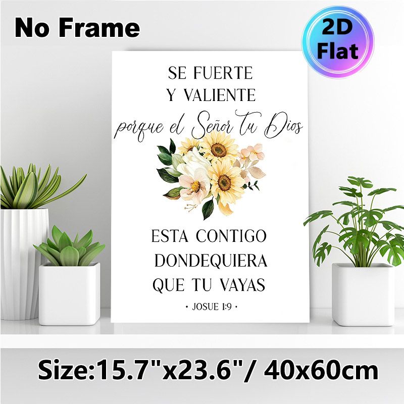 Spanish Joshua 1:9 Bible Verse Painting Poster, Watercolor Floral & Inspirational Scripture Poster, Uplifting Religious Decor Ideal For Home, Living_maomaolike.com