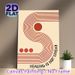 Healing Themed Painting Poster, Minimalist Red Geometric Curved Line & Circle Poster, Inspirational "Healing Is Not Linear" Art, Suitable For Bedroom_maomaolike.com