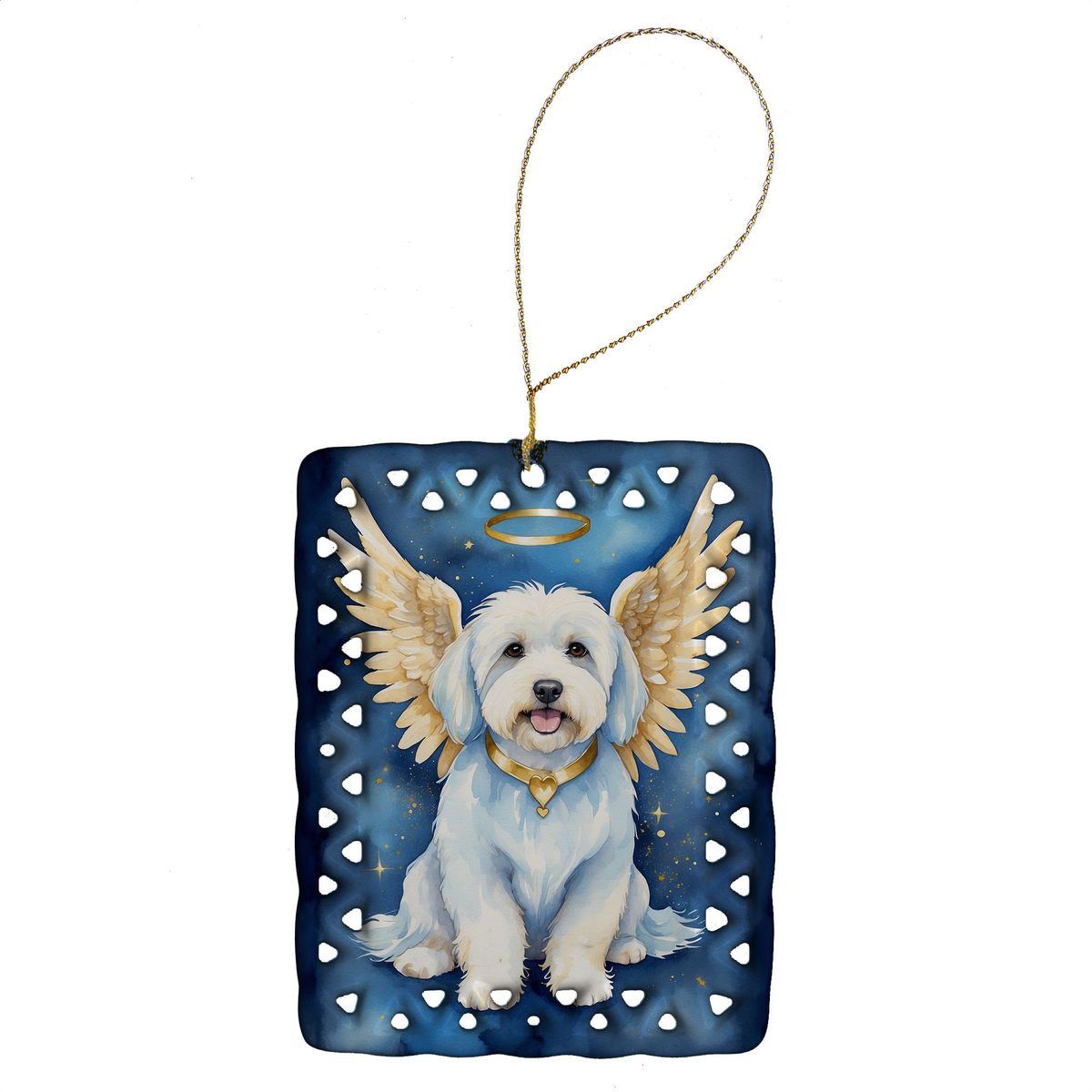 Coton De Tulear My Angel Porcelain Ornament Christmas Tree Hanging Decorations For Home Christmas Holiday, Rectangle, Gift, Multicolor_maomaolike.com
