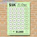 $1K 30 Days Savings Challenge Painting Poster, Light Green Minimalist Savings Tracker Poster, Practical Tool To Plan And Track Savings, Ideal For Home_maomaolike.com