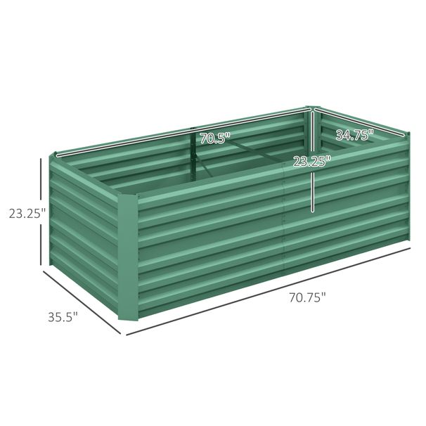 Galvanized Raised Garden Bed, Steel Outdoor Planters With Reinforced Rods, 71" X 36" X 23", Light Green_maomaolike.com