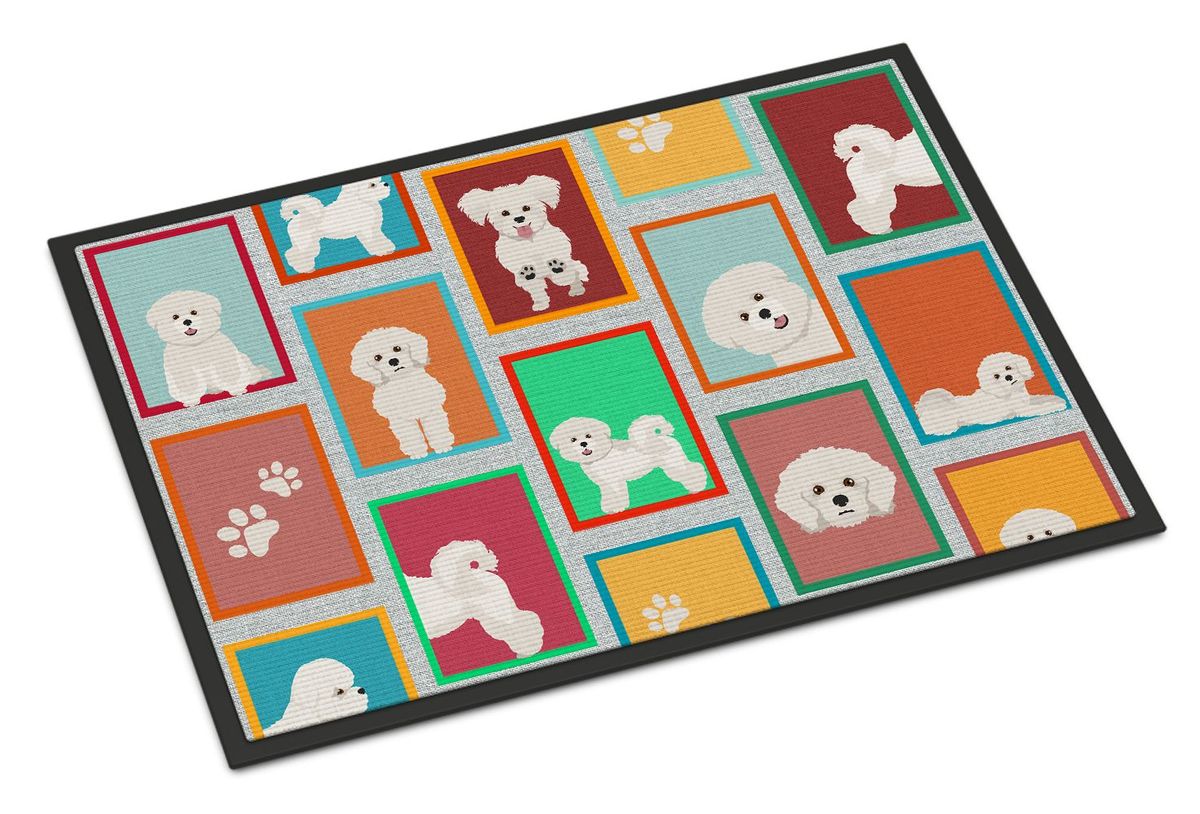 Lots Of Bichon Frise Doormat Front Door Mat Indoor Outdoor Rugs For Entryway, Non Slip Washable Low Pile, 24H X 36W_maomaolike.com