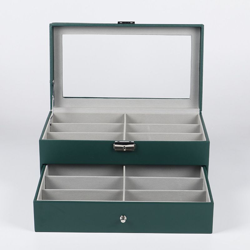 Unisex PU leather 12 pairs of double-layer glasses box sunglasses Sunglasses storage display packaging box_maomaolike.com