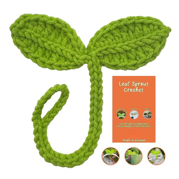 Cute Knitted Crochet Leaf Sprout,Lucky Handmade Multi-Functional Crochet Accessories, Ideal Bookmark For Bookworms, Funny Unique Headphone Cable Tie Gifts Accessory And Cable Tie_maomaolike.com