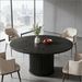 Round Dining Table, Wood Kitchen Table With Sturdy Fluted Metal Base_maomaolike.com