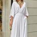 Women's 2023 temperament elegant v-neck bat sleeve wide-leg solid color simple fashion jumpsuit_maomaolike.com