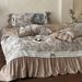 Romantic French Jacquard Pleated Lace Edge All-Cotton Warm Bedding Autumn Winter Pure Cotton Brushed Four-Piece Set Home Textile M_maomaolike.com