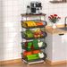 5 Tier Fruit Basket For Kitchen Organizers And Storage, Stackable Metal Wire Basket Stand Cart With Wheels For Fruit Vegetable_maomaolike.com