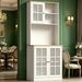 Kitchen Pantry Cabinet Freestanding Storage Cabinet With Hutch, Large Countertop, Glass Doors And Adjustable Shelves_maomaolike.com
