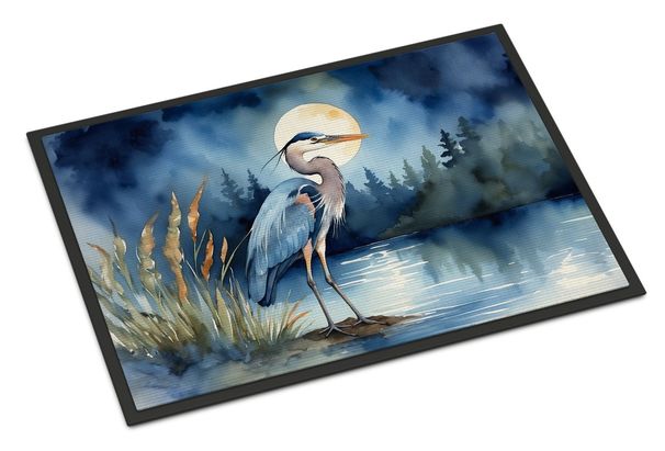 Blue Heron Under The Moonlight Doormat Front Door Mat Indoor Outdoor Rugs For Entryway, Non Slip Washable Low Pile, 24H X 36W_maomaolike.com