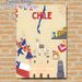 Chile Themed Painting Poster, Vibrant Cartoon Style Chilean Cultural Elements Poster, Showcases Folk Dancers, Iconic Landmarks & National Symbols_maomaolike.com