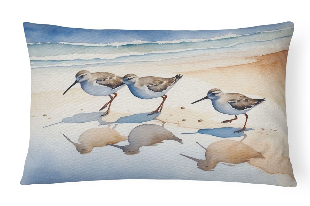 Birds, Birds, Birds Throw Pillow Throw Pillow For Indoor Couch Bed Outdoor Patio Washable, Sandpipers 7528,12Hx16W_maomaolike.com
