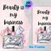 Beauty & Makeup Themed Painting Poster, Sparkly Pink Glamorous Cosmetic & Handbag Scene Poster, Motivational Quote Design Ideal For Beauty Salon_maomaolike.com