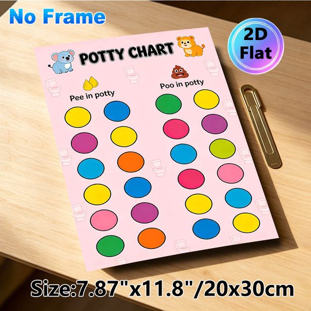 Potty Chart Painting Poster, Cute Cartoon Animal & Vibrant Color Dot Design Poster, Practical Aid For Toilet Training, Ideal For Bathroom_maomaolike.com