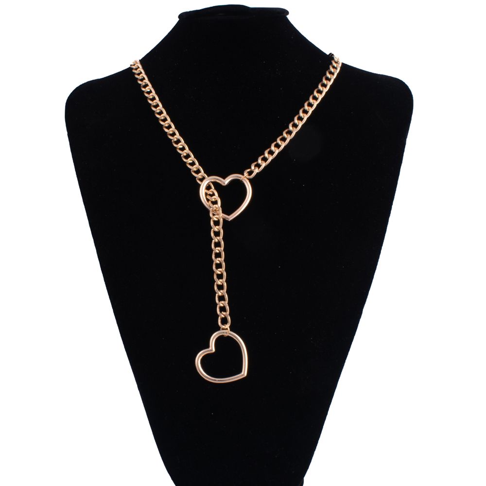 Heart Slip Chain Necklace For Women Fashion Punk Rock Goth Choker Jewelry Accessories_maomaolike.com