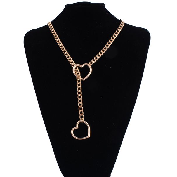 Heart Slip Chain Necklace For Women Fashion Punk Rock Goth Choker Jewelry Accessories_maomaolike.com