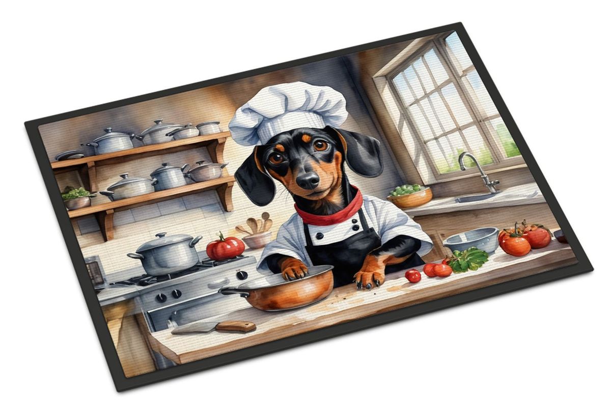 Dachshund The Chef Doormat Front Door Mat Indoor Outdoor Rugs For Entryway, Non Slip Washable Low Pile, 24H X 36W_maomaolike.com
