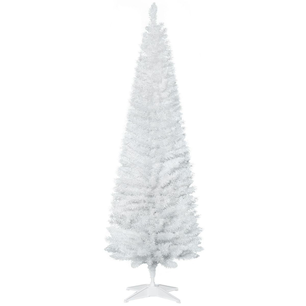 6' Artificial Pencil Christmas Tree, Slim Xmas Tree With 390 Realistic Branch Tips And Plastic Stand, White_maomaolike.com