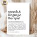 Speech & Language Therapist Definition Painting Poster, Minimalist Typographic Text Poster, Thoughtful Tribute To Speech Therapists, Ideal For Clinic_maomaolike.com