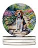 Beagle Spring Garden Large Sandstone Coasters Pack Of 4 Absorbent Round Coasters Decor Gifts For Men Or Women, 4 In, Multicolor_maomaolike.com