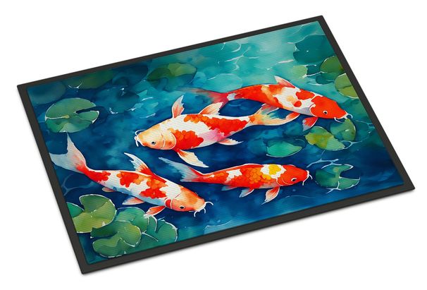 Koi Fish Doormat Front Door Mat Indoor Outdoor Rugs For Entryway, Non Slip Washable Low Pile, 24H X 36W_maomaolike.com